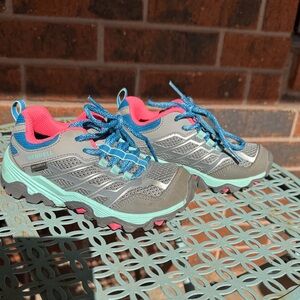 Merrell Kids' Gray and Teal Sneakers with Pink Accents